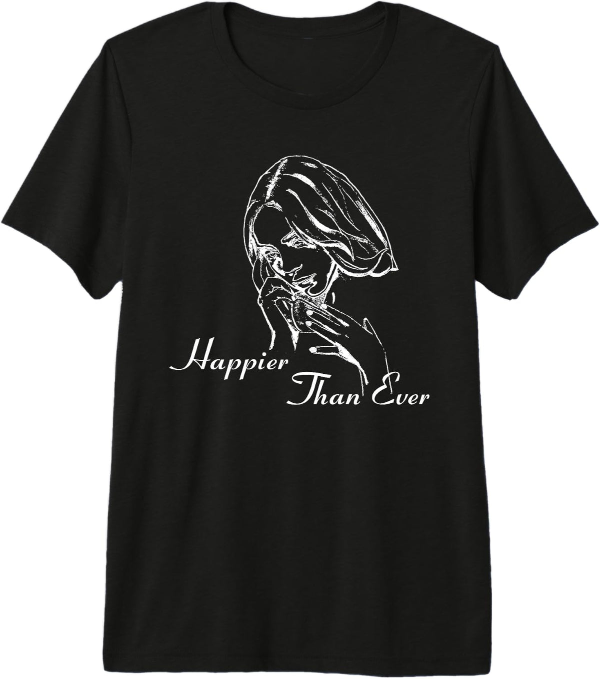 Official Billie Eilish Happier Than Ever Black Premium Short Sleeve T-Shirt