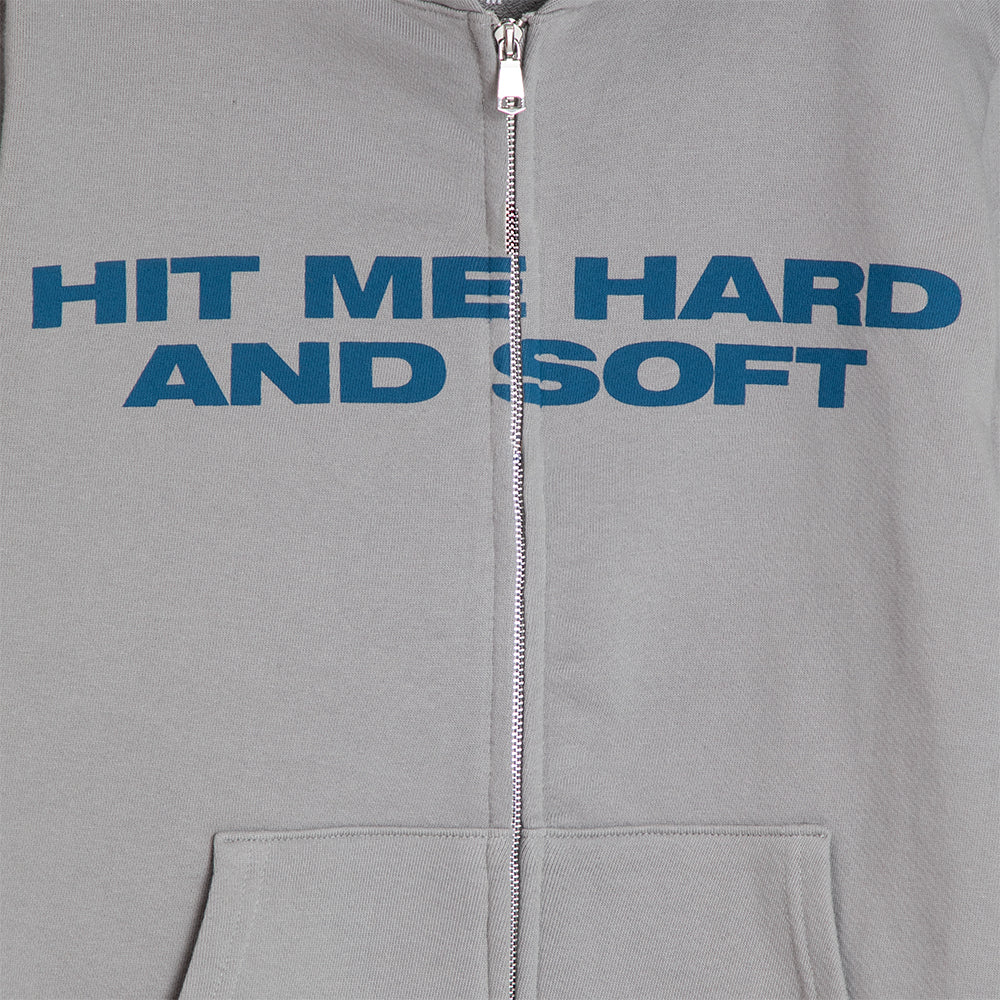 HIT ME HARD AND SOFT Grey Zipper Hoodie