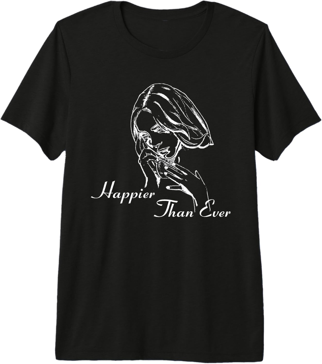 Official Billie Eilish Happier Than Ever Black Premium Short Sleeve T-Shirt
