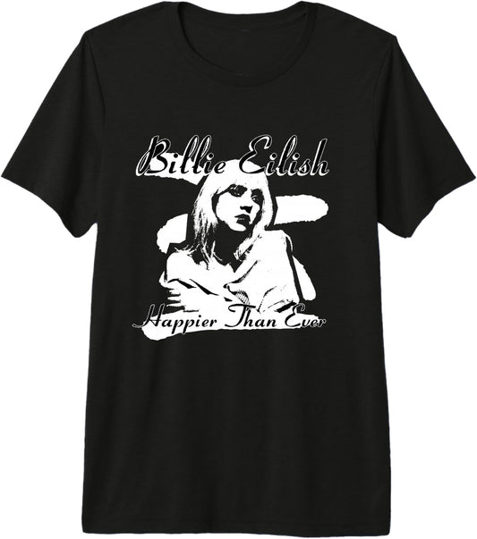 Official Billie Eilish Happier Than Ever Black Premium Tri-Blend T-Shirt