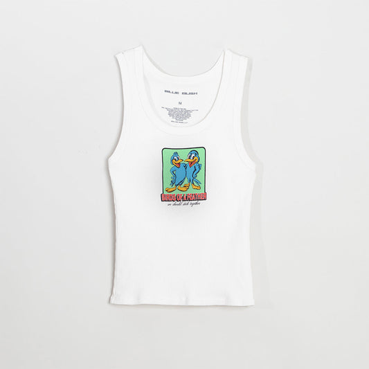 BIRDS OF A FEATHER WHITE TANK