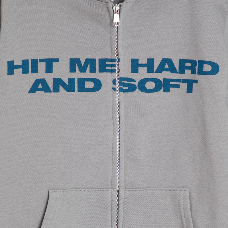 HIT ME HARD AND SOFT Grey Zipper Hoodie