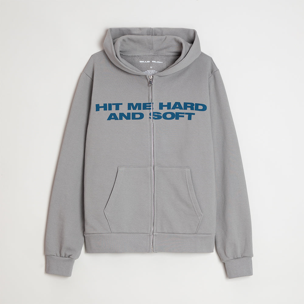 HIT ME HARD AND SOFT Grey Zipper Hoodie