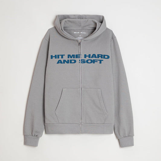 HIT ME HARD AND SOFT Grey Zipper Hoodie