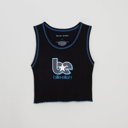 BE CONTRAST LETTUCE EDGE TANK