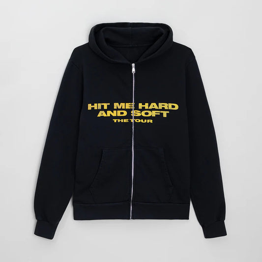 HIT ME HARD AND SOFT Live in 3D Hands Black Zip Hoodie