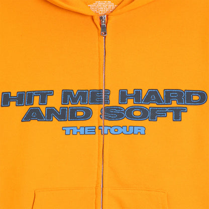 HIT ME HARD AND SOFT: THE TOUR Orange Dateback Zip Hoodie