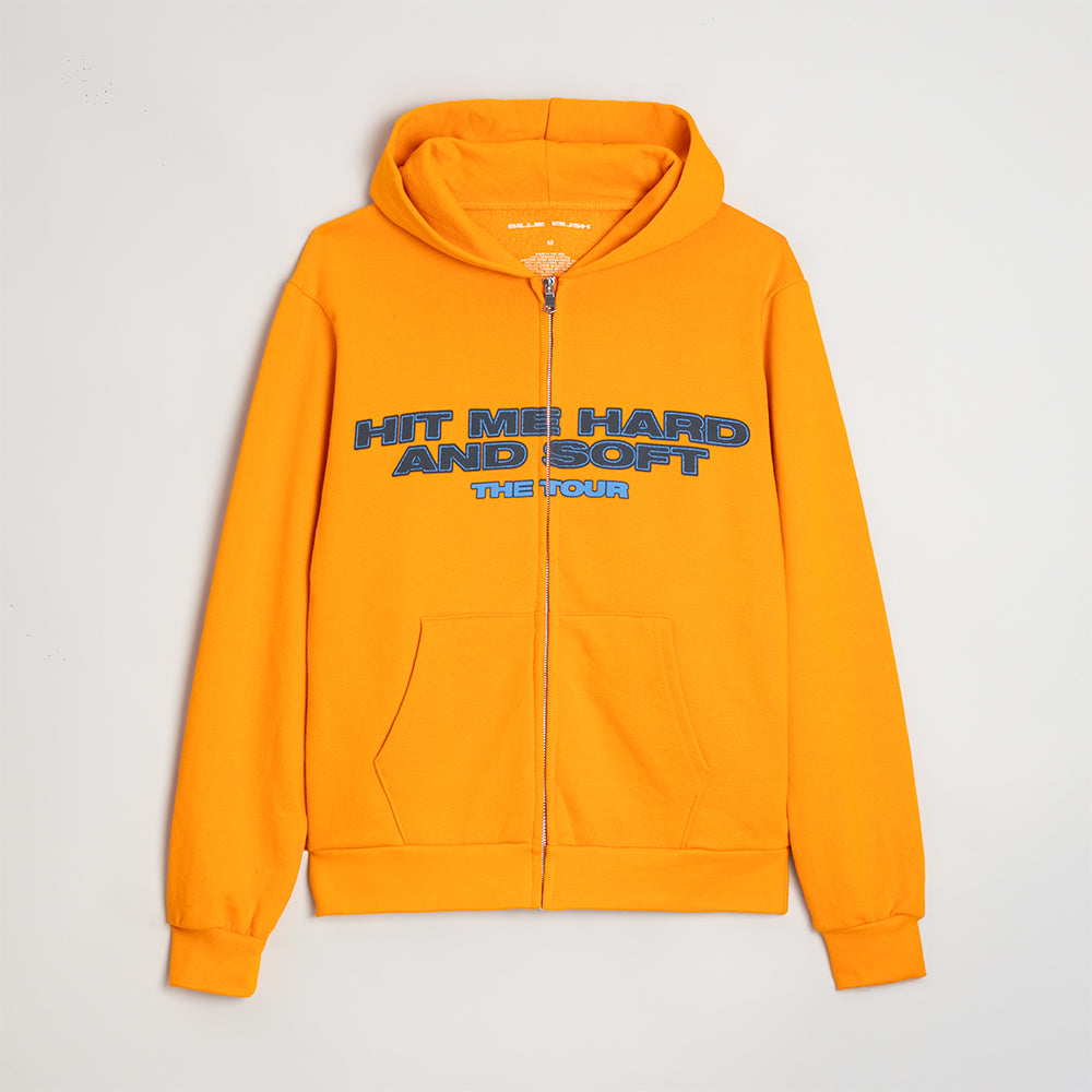 HIT ME HARD AND SOFT: THE TOUR Orange Dateback Zip Hoodie