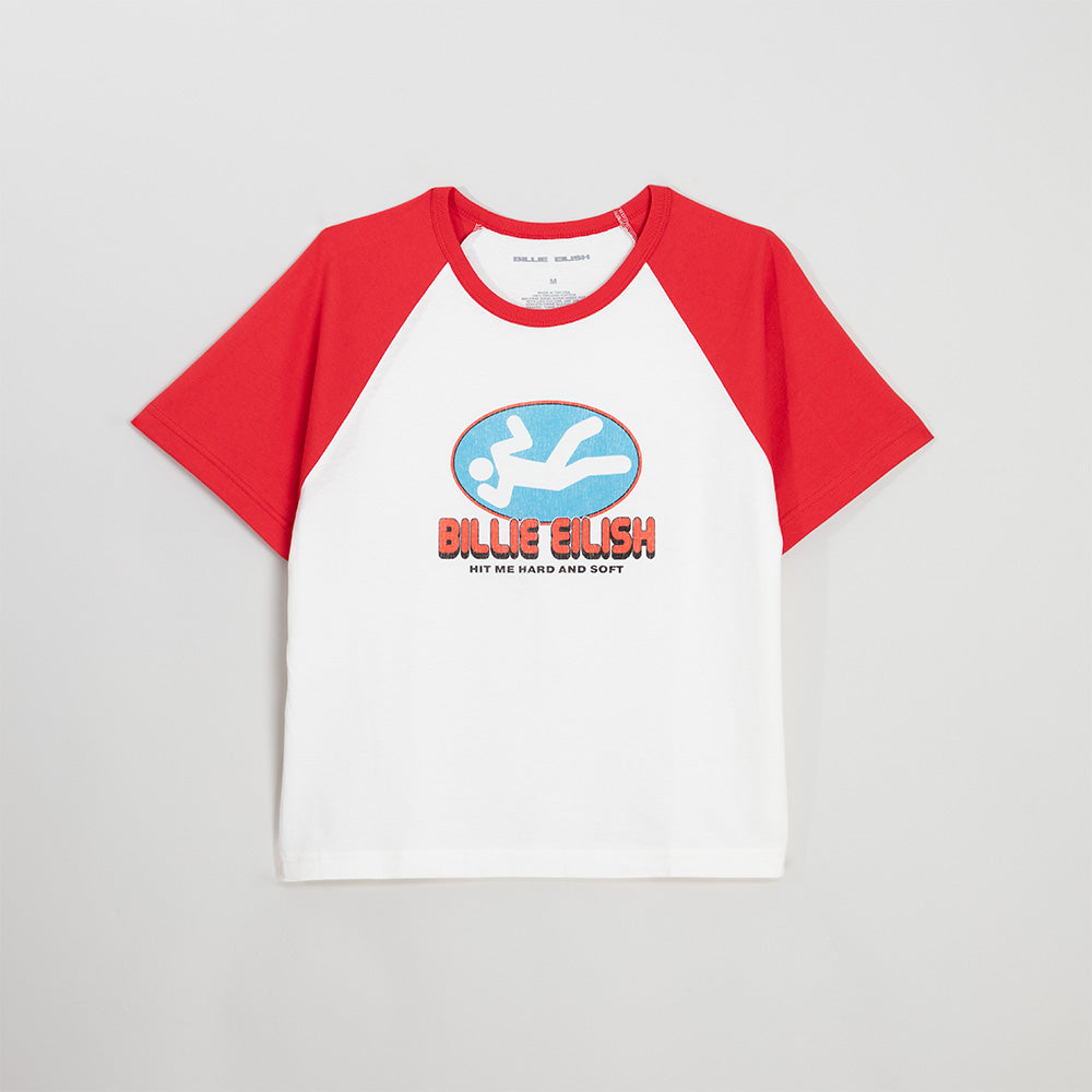 RED AND WHITE RAGLAN DROP SLEEVE TEE