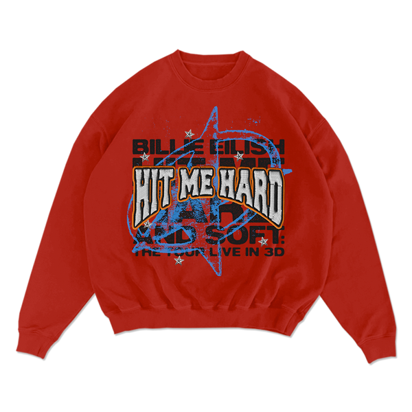 Live in 3D Embroidered Star Red Crewneck